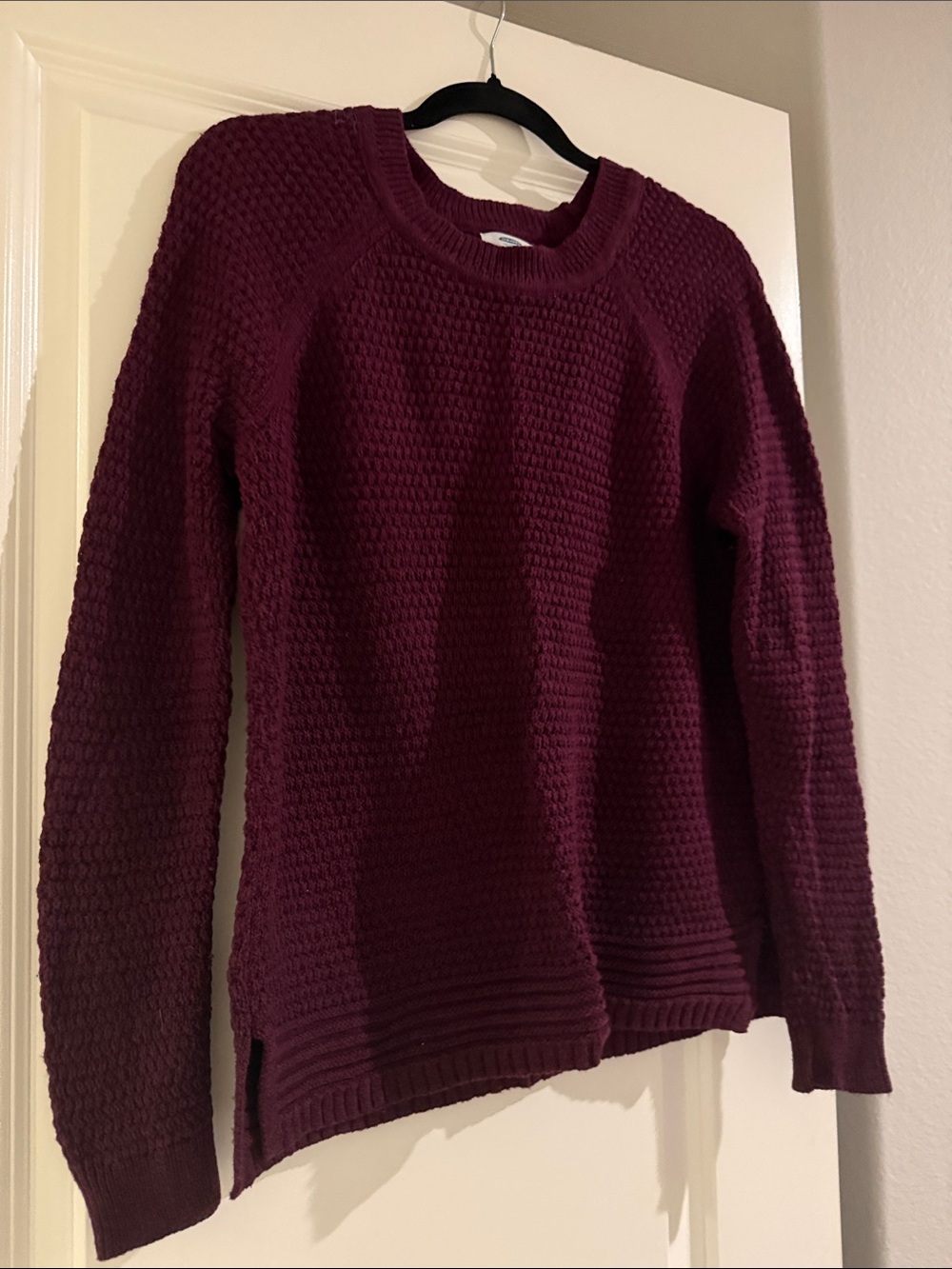 Old Navy Deep Wine Waffle Knit Crewneck Sweater